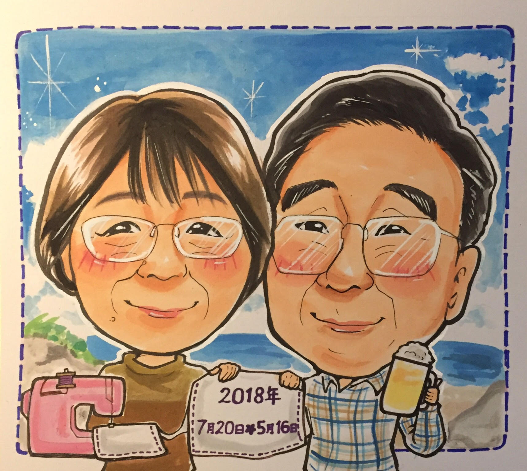 ご両親へのプレゼント用似顔絵