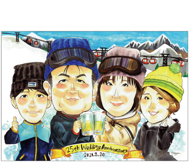 家族の似顔絵｜記念日・プレゼントならオレンジスマイル
