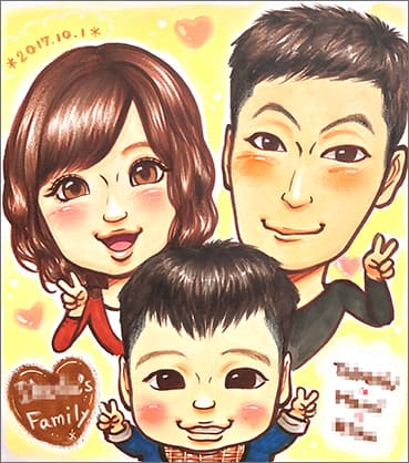 「むぅ」作の家族の似顔絵