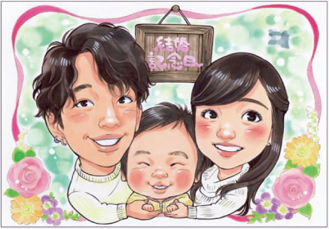 家族の似顔絵｜記念日・プレゼントならオレンジスマイル