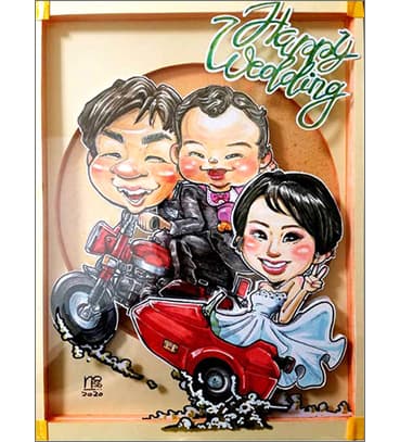 「nokko」作の引っ越しの立体似顔絵