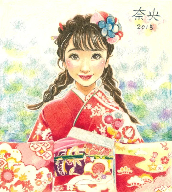 Mamoruの鉛筆画の成人式似顔絵