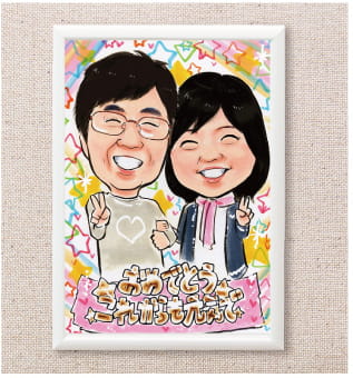 ぴのきち作の銀婚式似顔絵