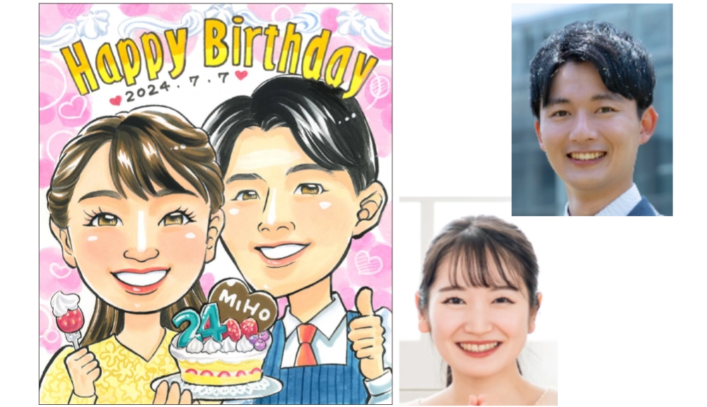 Bellがカップル似顔絵とモデル写真