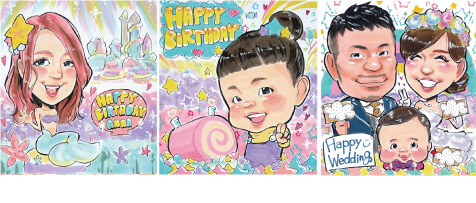 コウモトが描いた似顔絵3枚