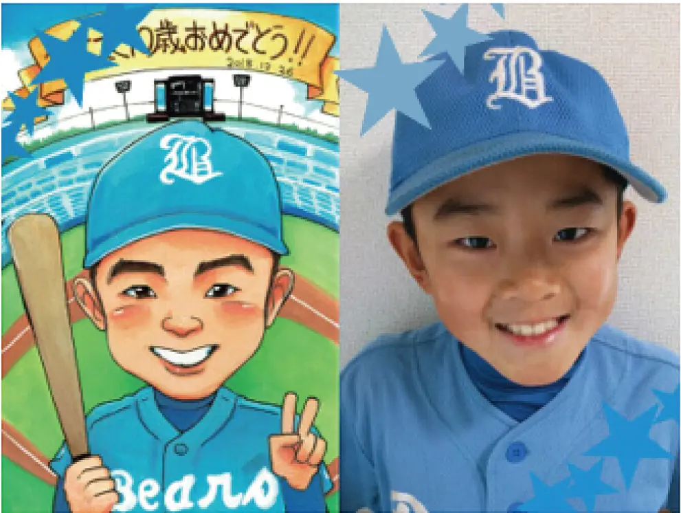 野球少年の似顔絵 | いちろ制作