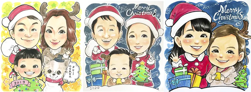 トミーが描いたクリスマスサンプル3種類