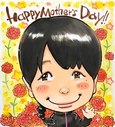 黒木が描いた母の日の似顔絵