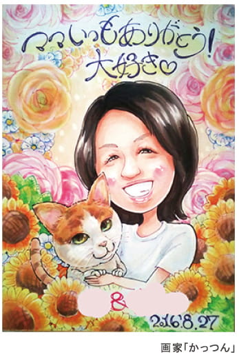画家かっつんが描いた母の日似顔絵