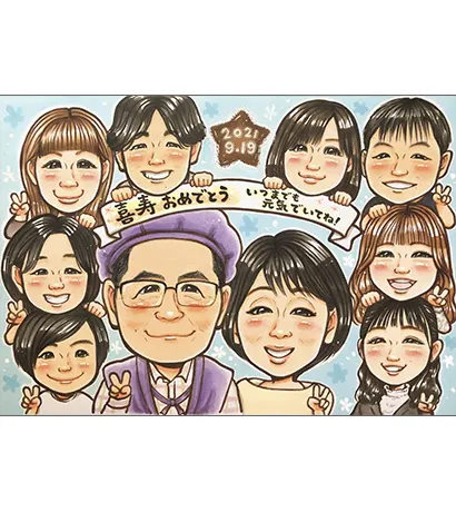 楽天市場】【額縁無料】＼幸福 金亀 プレゼント／似顔絵 色紙