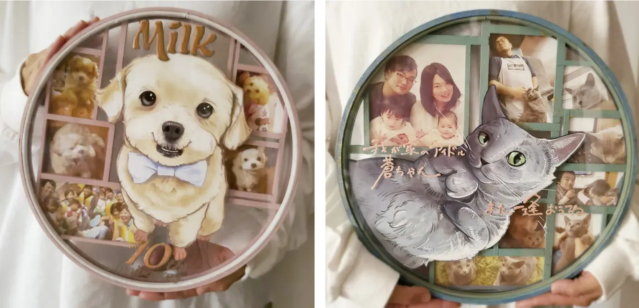 ペットを描いた立体似顔絵
