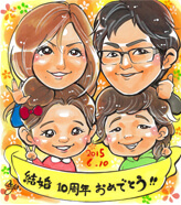 あや子が描いた結婚１０周年記念似顔絵