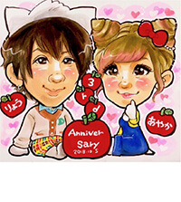 はるかが描いたカップル記念日似顔絵