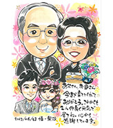 「あや子」作の似顔絵サンクスボード